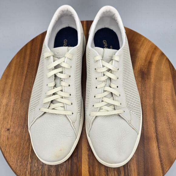 Cole Haan Shoes Mens 9.5 M Light Gray Leather Perforated Low Top Tennis Sneakers main image 6